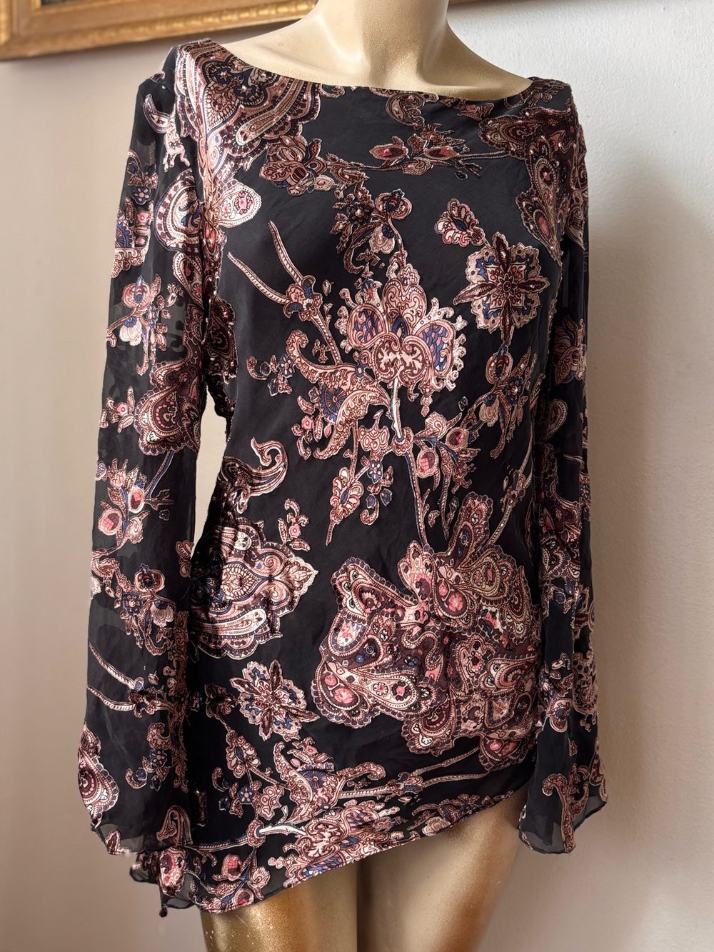 Vintage Papell Boutique Evening Long Sleeve Silk Fairy Blouse